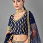 Rajwada Women Dark Blue Art Silk Semi Stitched Lehenga With Unstitched Blouse