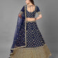 Rajwada Women Dark Blue Art Silk Semi Stitched Lehenga With Unstitched Blouse