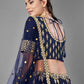 Rajwada Women Dark Blue Art Silk Semi Stitched Lehenga With Unstitched Blouse