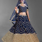 Rajwada Women Dark Blue Art Silk Semi Stitched Lehenga With Unstitched Blouse