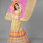 Rajwada Women Beige Embroidered Soft Net Semi Stitched Lehenga With Unstitched Blouse
