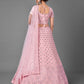 Rajwada Women Pink Georgette Semi Stitched Lehenga With Unstitched Blouse
