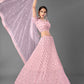 Rajwada Women Pink Georgette Semi Stitched Lehenga With Unstitched Blouse