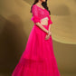 Rajwada - Pink Soft Net Solid Semi Stitched Lehenga Choli
