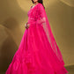 Rajwada - Pink Soft Net Solid Semi Stitched Lehenga Choli