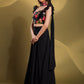 Rajwada - Black Georgette Solid Semi Stitched Lehenga Choli