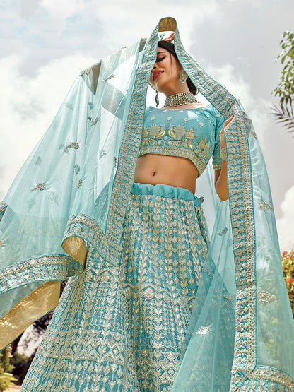 Rajwada Women Designer Organza Soft Net Semi Stitched Lehenga Choli