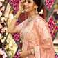 Rajwada Women Peach Elegant Semi Stitched Lehenga With Unstitched Blouse