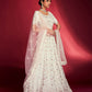 Rajwada - Gorgeous White Georgette Embroidered Semi Stitched Lehenga Choli