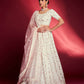 Rajwada - Gorgeous White Georgette Embroidered Semi Stitched Lehenga Choli
