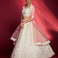 Rajwada - Gorgeous White Georgette Embroidered Semi Stitched Lehenga Choli