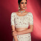 Rajwada - Gorgeous White Georgette Embroidered Semi Stitched Lehenga Choli