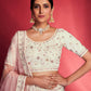 Rajwada - Gorgeous White Georgette Embroidered Semi Stitched Lehenga Choli