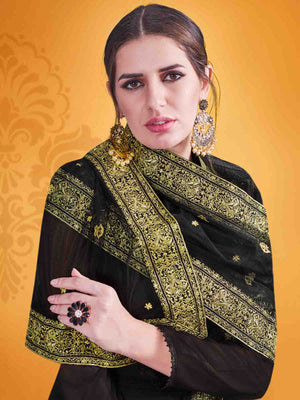 Rajwada Women Attractive Black Georgette Semi Stitched Kurta Set