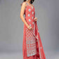 Rajwada Women Elegant Red Orange Semi Stitched Kurta Set