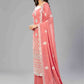 Rajwada Women Elegant Red Orange Semi Stitched Kurta Set