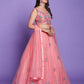 Rajwada Women Peach Net Stitched Lehenga Choli Set