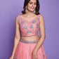Rajwada Women Peach Net Stitched Lehenga Choli Set