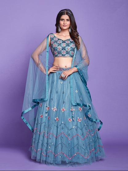 Rajwada Women Aqua Net Stitched Lehenga Choli