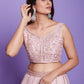 Rajwada Women Peach Net Stitched Lehenga Choli