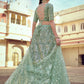 Rajwada Women Green Embroidered Semi Stitched Lehenga With Unstitched Blouse