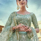 Rajwada Women Green Embroidered Semi Stitched Lehenga With Unstitched Blouse