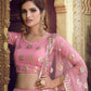 Rajwada Women Pink Sequins Semi Stitched Lehenga With Unstitched Blouse