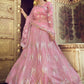 Rajwada Women Pink Sequins Semi Stitched Lehenga With Unstitched Blouse