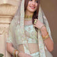 Rajwada Women Green Crepe Embroidered Semi Stitched Lehenga With Unstitched Blouse