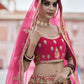 Rajwada Women Festive Pink Semi Stitched Lehenga With Unstitched Blouse
