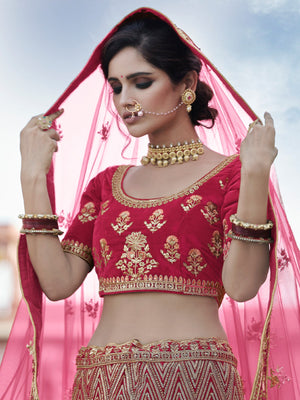 Rajwada Women Fancy Maroon Semi Stitched Lehenga With Unstitched Blouse
