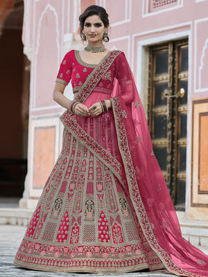 Rajwada Women Designer Pink Semi Stitched Lehenga With Unstitched Blouse