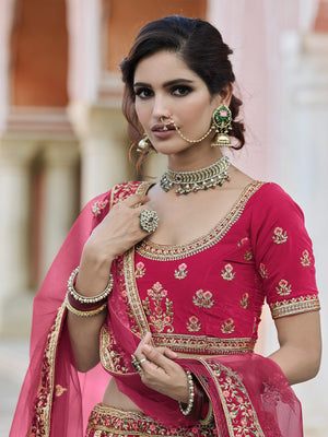 Rajwada Women Designer Pink Semi Stitched Lehenga With Unstitched Blouse