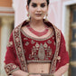 Rajwada Women Maroon Classy Semi Stitched Lehenga With Unstitched Blouse