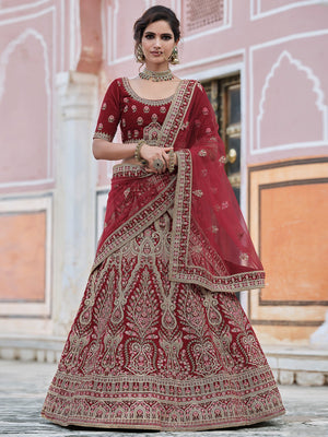 Rajwada Women Fancy Pink Semi Stitched Lehenga With Unstitched Blouse