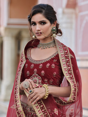 Rajwada Women Fancy Pink Semi Stitched Lehenga With Unstitched Blouse