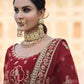 Rajwada Women Maroon Elegant Semi Stitched Lehenga With Unstitched Blouse