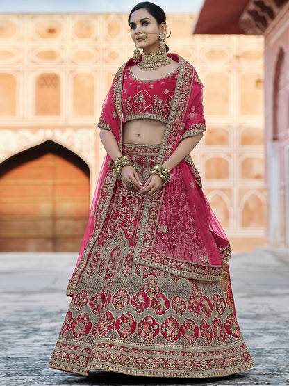 Rajwada Women Designer Pink Semi Stitched Lehenga With Unstitched Blouse
