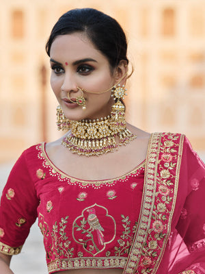 Rajwada Women Designer Pink Semi Stitched Lehenga With Unstitched Blouse
