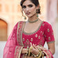 Rajwada Women Pink Classy Semi Stitched Lehenga With Unstitched Blouse