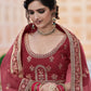 Rajwada Women Maroon Elegant Semi Stitched Lehenga With Unstitched Blouse