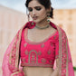 Rajwada Women Festive Pink Semi Stitched Lehenga With Unstitched Blouse