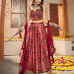 Rajwada Women Maroon Silk Printed Semi Stitched Lehenga With Unstitched Blouse