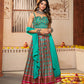 Rajwada Women Blue Silk Printed Semi Stitched Lehenga With Unstitched Blouse