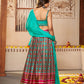 Rajwada Women Blue Silk Printed Semi Stitched Lehenga With Unstitched Blouse