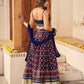 Rajwada Women Navy Blue  Silk Printed Semi Stitched Lehenga With Unstitched Blouse