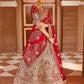 Rajwada Women Red Elegant  Semi Stitched Lehenga With  Stitched Blouse