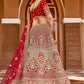 Rajwada Women Red Elegant  Semi Stitched Lehenga With  Stitched Blouse