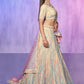 Rajwada Off White Embroidered Organza  Semi Stitched Lehenga With Unstitched Blouse  For Women