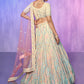 Rajwada Off White Embroidered Organza  Semi Stitched Lehenga With Unstitched Blouse  For Women
